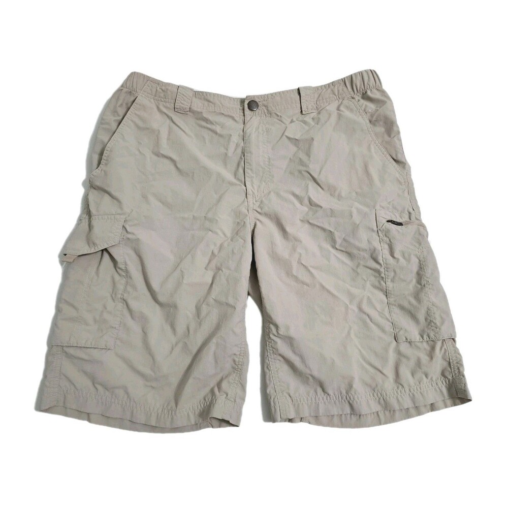 Columbia Cargo Shorts Men's 38 Silver Ridge Hiking Trail Beige Khaki Tan Fishing